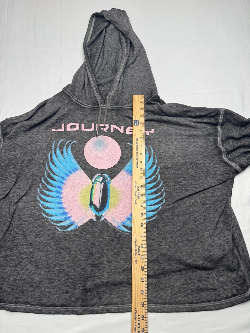 Journey Graphic burnout thin hoodie Charcoal with Pastel Wings womens size 4X - Picture 3 of 5
